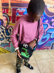 Boys  Black "Dino Mite" Cross Over Bag